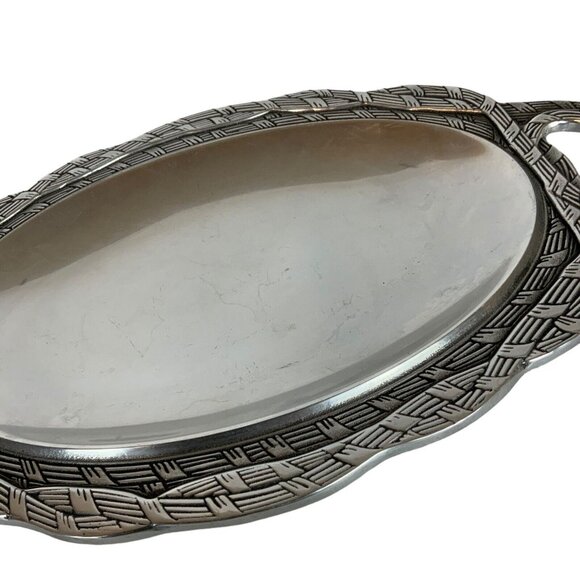 Wilton Armetale Sweetgrass Small Oval Serving Tray Pewter 14x7.5 Discontinued - Picture 4 of 7